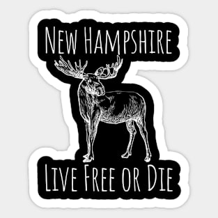 Nh Live Free Or Die Moose - New Hampshire Sticker